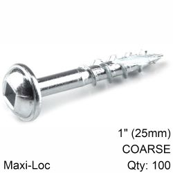 KREG Zinc Pocket Hole Screws 25mm 1.00' #8 Coarse Thread Mx Loc 100ct